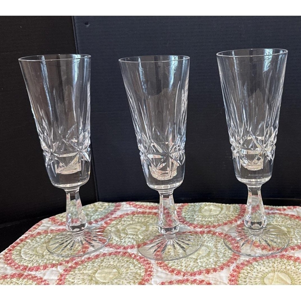 Waterford Crystal Rosslare Champagne Flutes Flute 8 Inch Set Of 3 Wedding Luxury